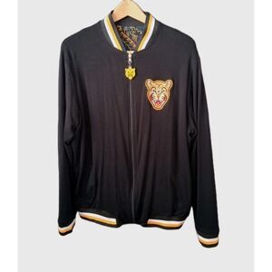 Ay Guey Jacket Men's Large Black Jaguar Reversible Casual Full Zip Track Jacket